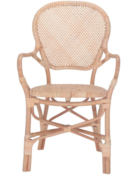 Chaise rotin cannage avec accoudoirs naturel 54x59x88 cm Vireliane  - 2