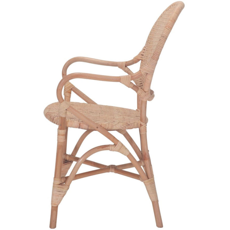 Chaise rotin cannage avec accoudoirs naturel 54x59x88 cm Vireliane  - 3