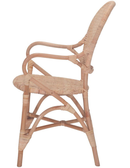 Chaise rotin cannage avec accoudoirs naturel 54x59x88 cm Vireliane  - 3