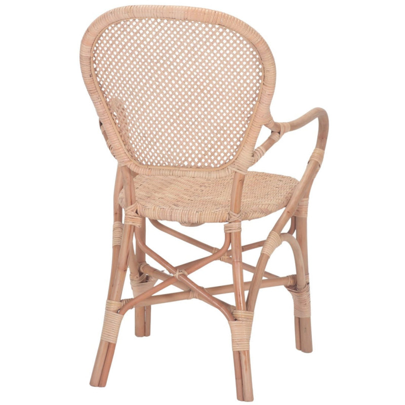Chaise rotin cannage avec accoudoirs naturel 54x59x88 cm Vireliane  - 4