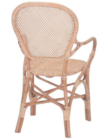 Chaise rotin cannage avec accoudoirs naturel 54x59x88 cm Vireliane  - 4