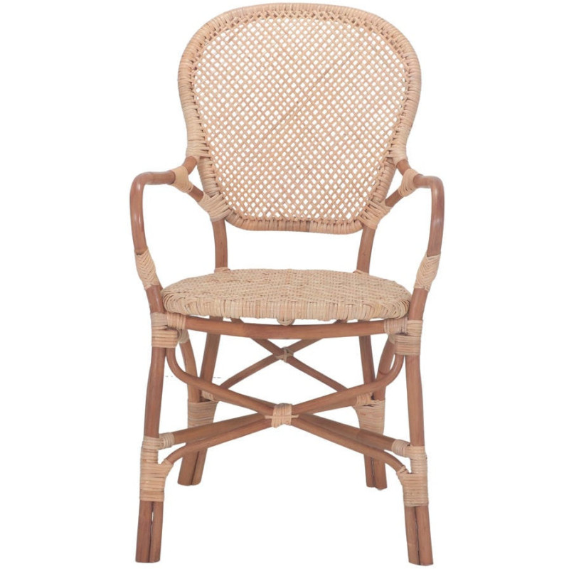 Chaise rotin cannage marron avec accoudoirs 54x59x89 cm Vireliane  - 2