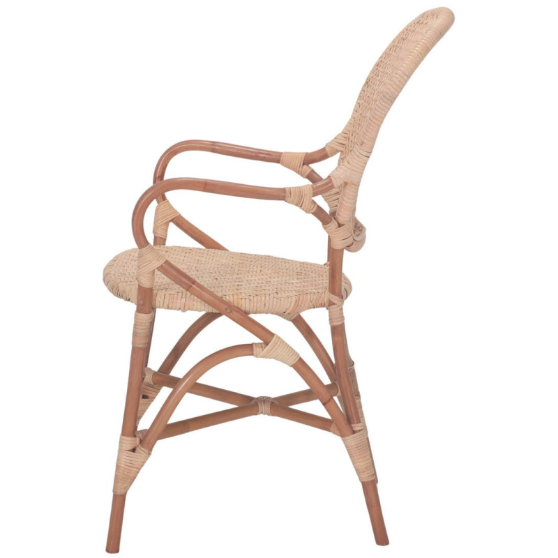Chaise rotin cannage marron avec accoudoirs 54x59x89 cm Vireliane  - 3