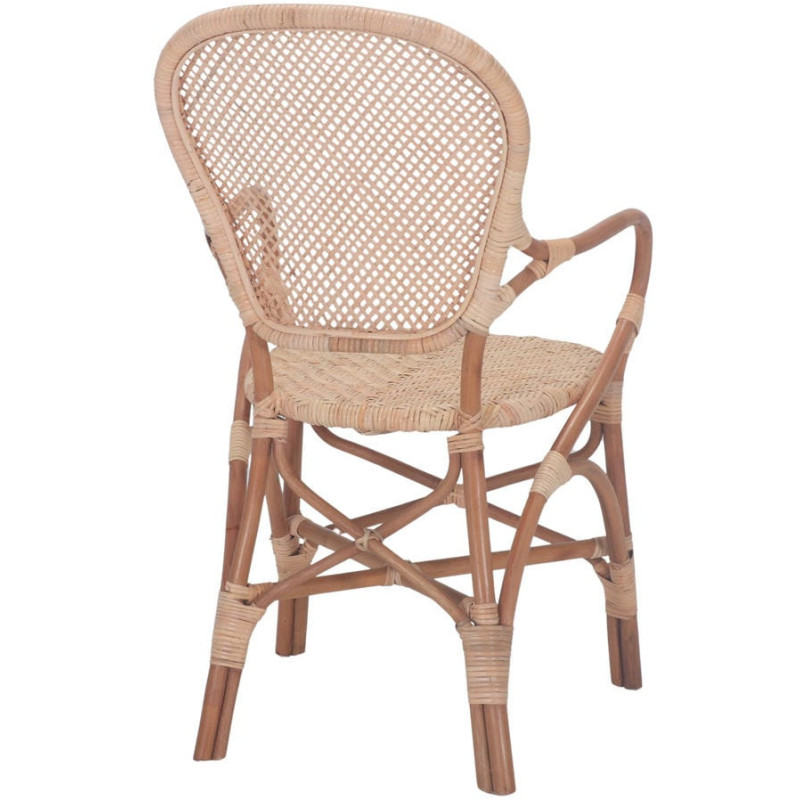 Chaise rotin cannage marron avec accoudoirs 54x59x89 cm Vireliane  - 4