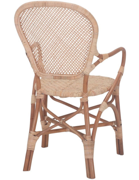 Chaise rotin cannage marron avec accoudoirs 54x59x89 cm Vireliane  - 4