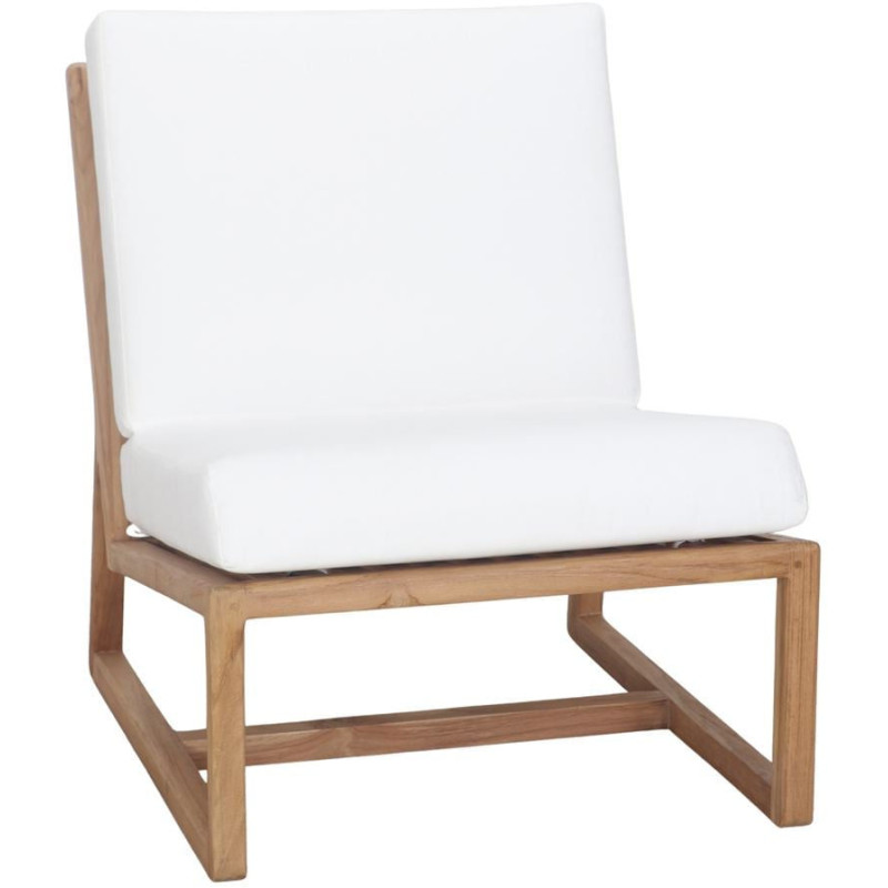 Fauteuil lounge teck massif coussins blancs 62x83,5x79 cm Neravia  - 1