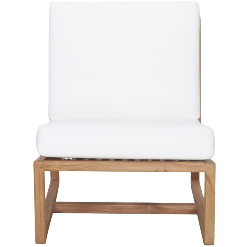 Fauteuil lounge teck massif coussins blancs 62x83,5x79 cm Neravia  - 2