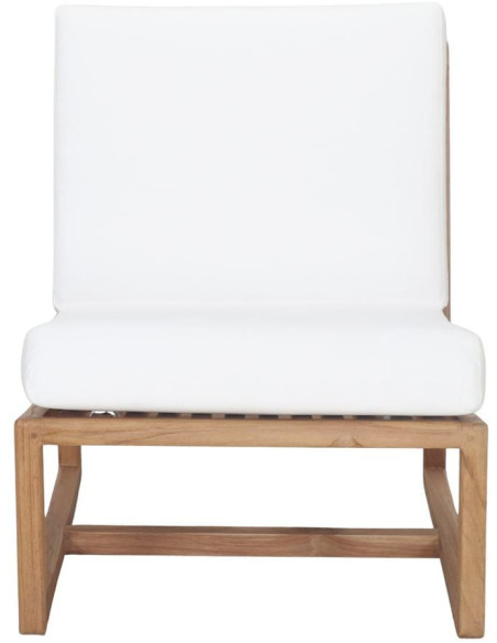 Fauteuil lounge teck massif coussins blancs 62x83,5x79 cm Neravia  - 2