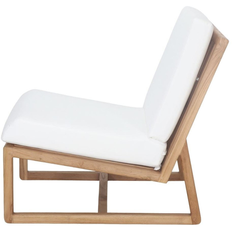 Fauteuil lounge teck massif coussins blancs 62x83,5x79 cm Neravia  - 3