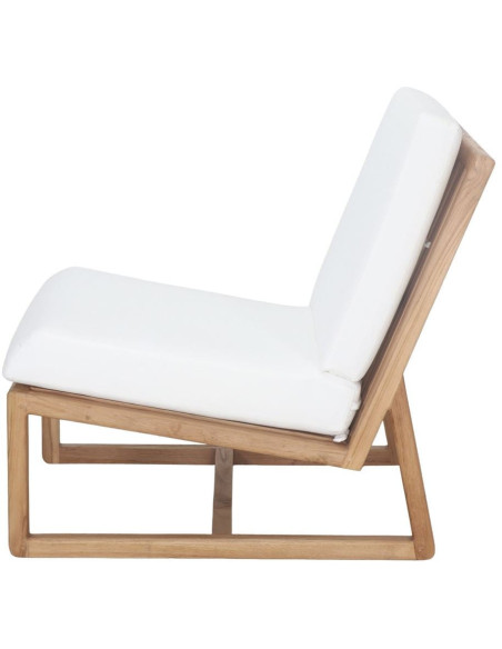 Fauteuil lounge teck massif coussins blancs 62x83,5x79 cm Neravia  - 3