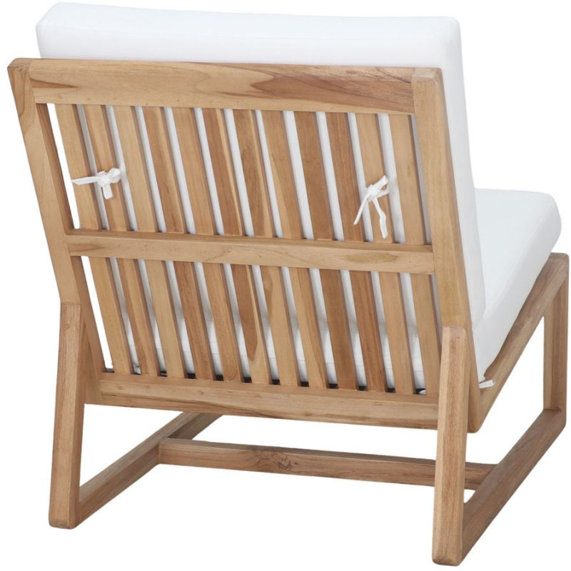 Fauteuil lounge teck massif coussins blancs 62x83,5x79 cm Neravia  - 4