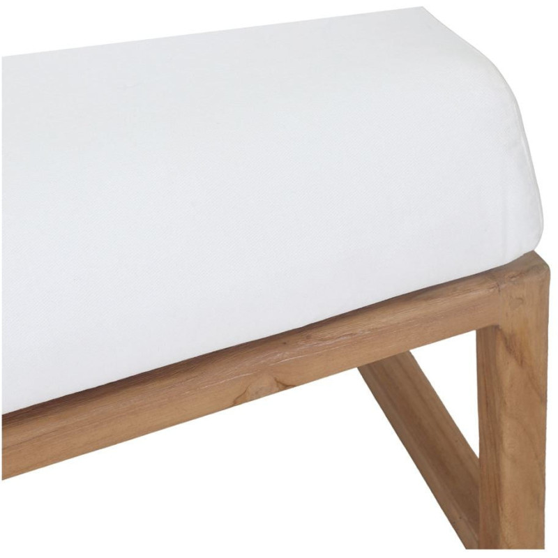 Fauteuil lounge teck massif coussins blancs 62x83,5x79 cm Neravia  - 5