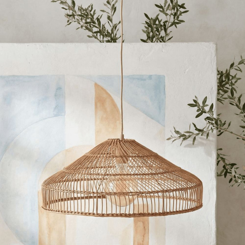 Abat-jour suspension rotin naturel miel 80x60x23 cm Soragna  - 7