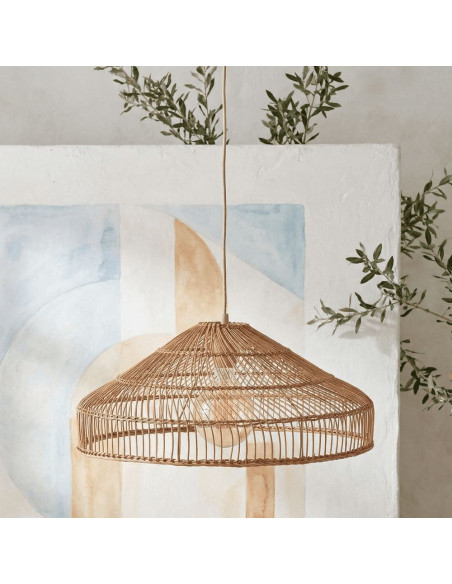 Abat-jour suspension rotin naturel miel 80x60x23 cm Soragna  - 7