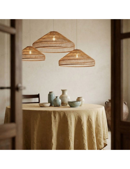 Abat-jour suspension rotin naturel miel 80x60x23 cm Soragna  - 8