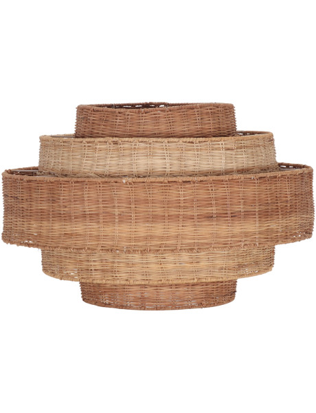 Abat-jour suspension rotin naturel étagé 60x60x39 cm Calvoria  - 1