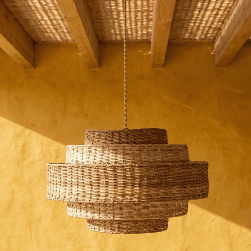 Abat-jour suspension rotin naturel étagé 60x60x39 cm Calvoria  - 2
