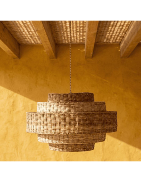 Abat-jour suspension rotin naturel étagé 60x60x39 cm Calvoria  - 2