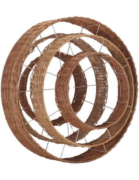 Abat-jour suspension rotin naturel étagé 60x60x39 cm Calvoria  - 4