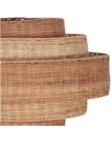 Abat-jour suspension rotin naturel étagé 60x60x39 cm Calvoria  - 3