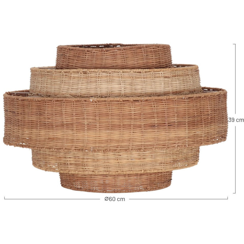 Abat-jour suspension rotin naturel étagé 60x60x39 cm Calvoria  - 6