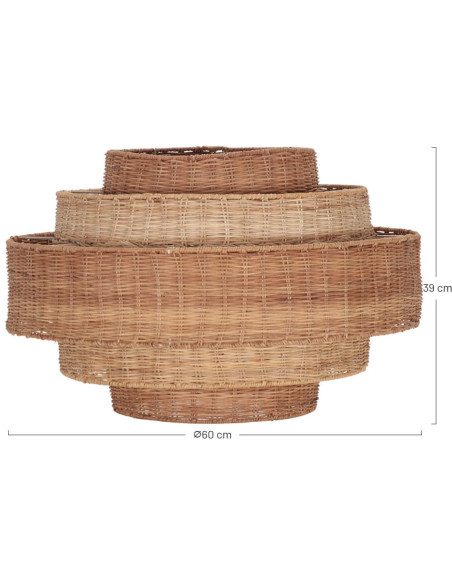 Abat-jour suspension rotin naturel étagé 60x60x39 cm Calvoria  - 6