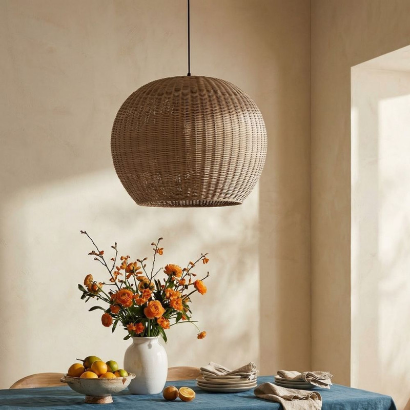 Abat-jour suspension dôme rotin naturel Ø80x65 cm Orivella  - 2