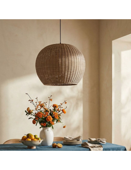 Abat-jour suspension dôme rotin naturel Ø80x65 cm Orivella  - 2
