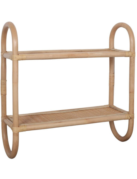 Étagère murale rotin naturel 2 niveaux 60x22x61 cm Elarvane  - 1