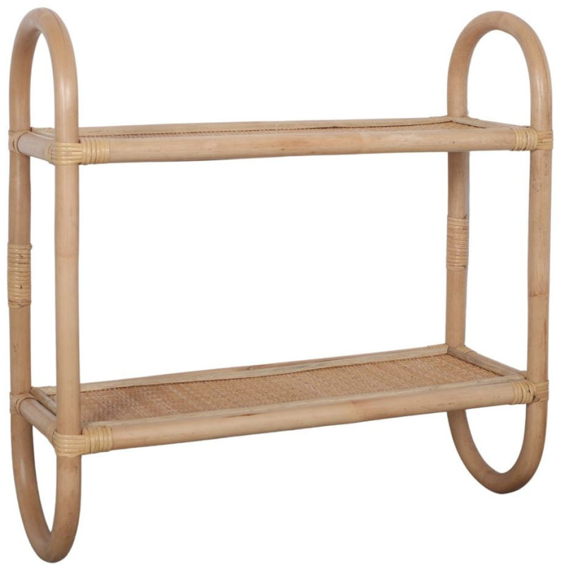 Étagère murale rotin naturel 2 niveaux 60x22x61 cm Elarvane  - 1