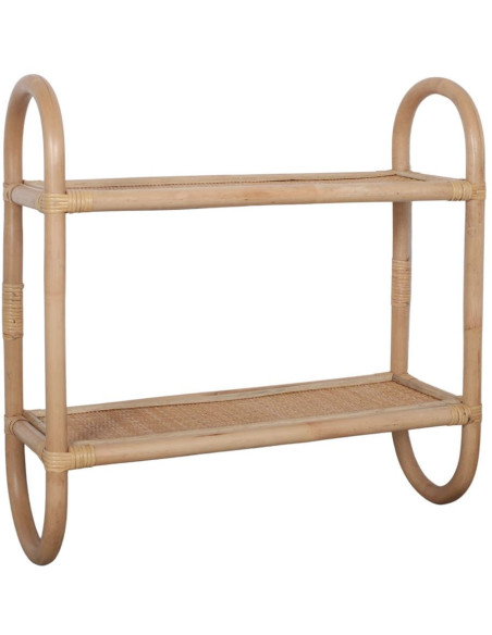 Étagère murale rotin naturel 2 niveaux 60x22x61 cm Elarvane  - 1