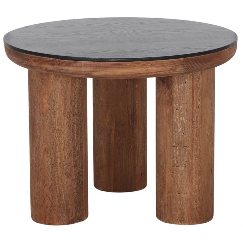 Table basse ronde bois recyclé plateau noir Ø60x46 cm Tavonira  - 3