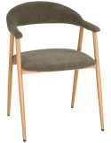Chaise tissu vert avec accoudoirs 57x56x75 cm Nervelia
