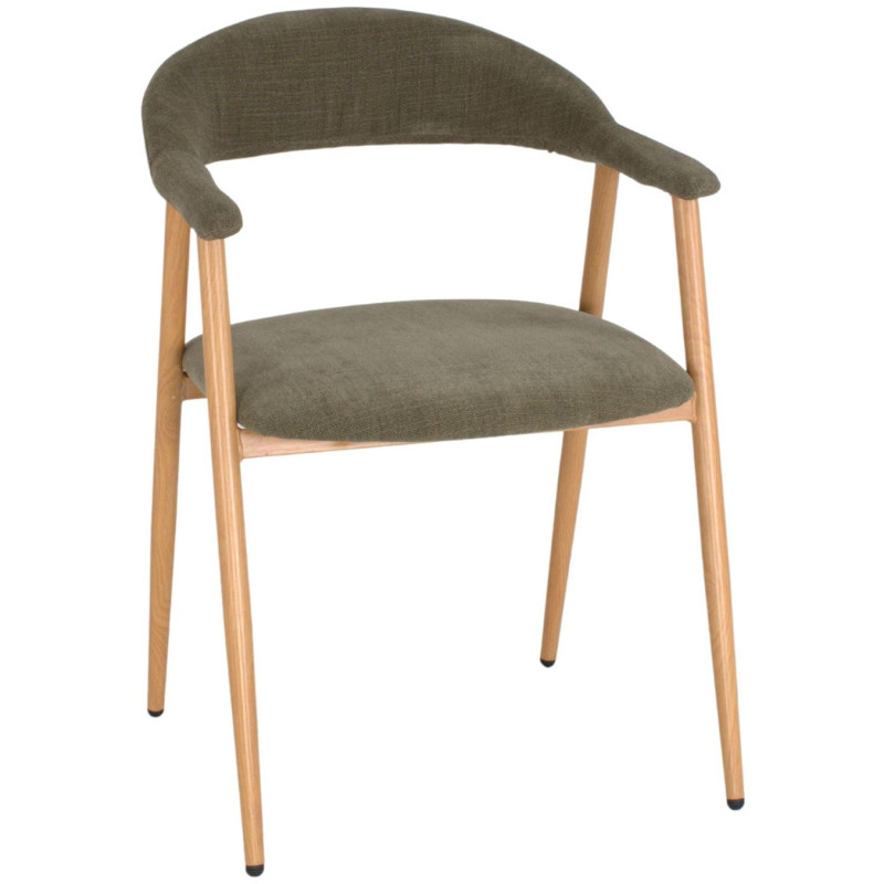 Chaise tissu vert avec accoudoirs 57x56x75 cm Nervelia  - 1