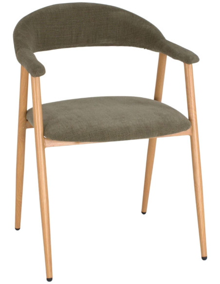 Chaise tissu vert avec accoudoirs 57x56x75 cm Nervelia  - 1