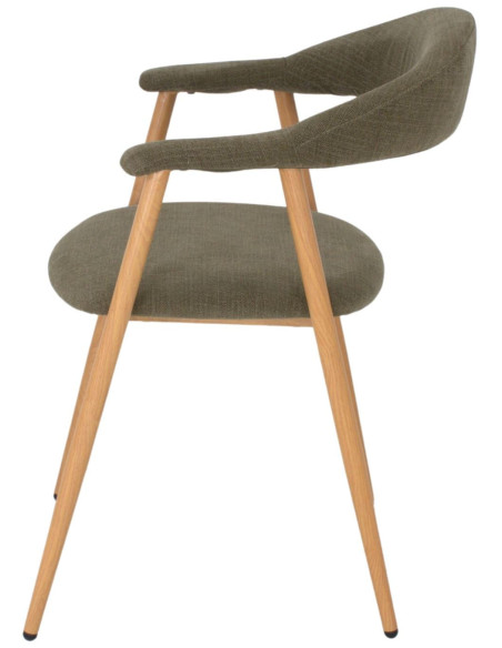 Chaise tissu vert avec accoudoirs 57x56x75 cm Nervelia  - 3