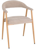 Chaise tissu beige ivoire avec accoudoirs 57x56x75 cm Nervelia