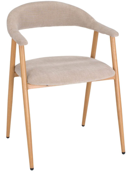 Chaise tissu beige ivoire avec accoudoirs 57x56x75 cm Nervelia  - 1