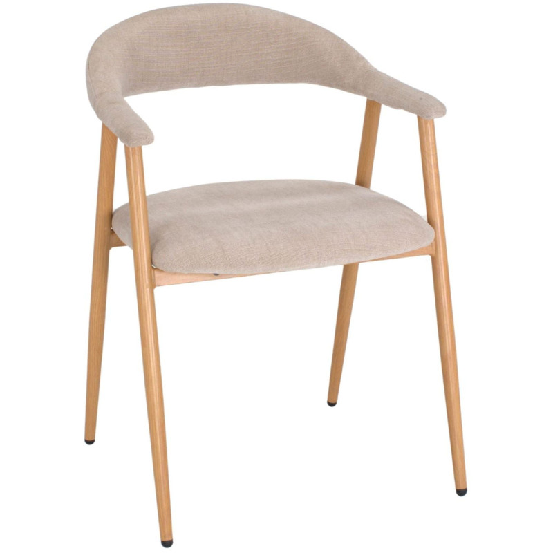 Chaise tissu beige ivoire avec accoudoirs 57x56x75 cm Nervelia  - 1