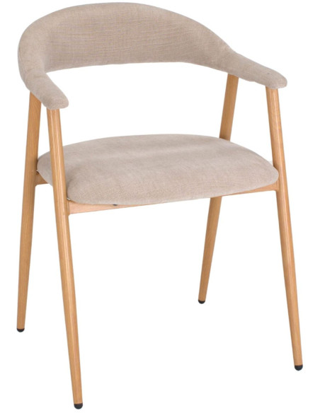Chaise tissu beige ivoire avec accoudoirs 57x56x75 cm Nervelia  - 1