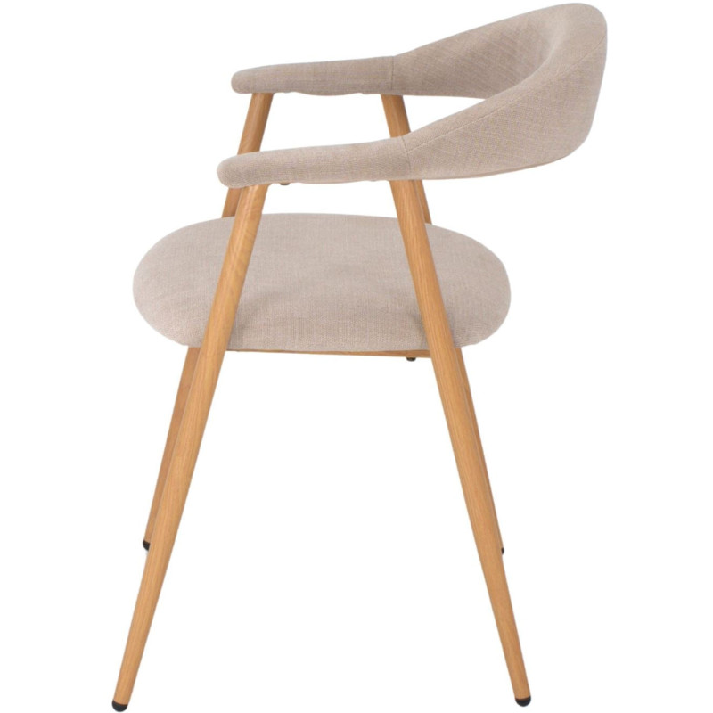 Chaise tissu beige ivoire avec accoudoirs 57x56x75 cm Nervelia  - 3