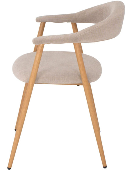 Chaise tissu beige ivoire avec accoudoirs 57x56x75 cm Nervelia  - 3