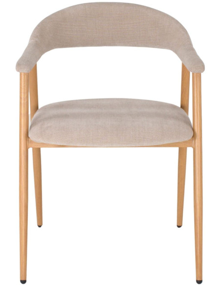 Chaise tissu beige ivoire avec accoudoirs 57x56x75 cm Nervelia  - 2