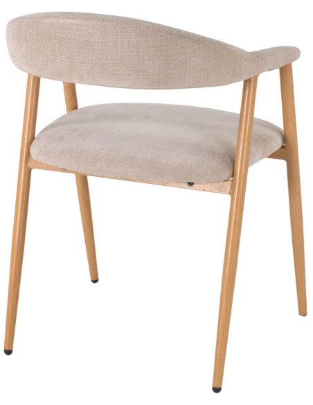 Chaise tissu beige ivoire avec accoudoirs 57x56x75 cm Nervelia  - 4