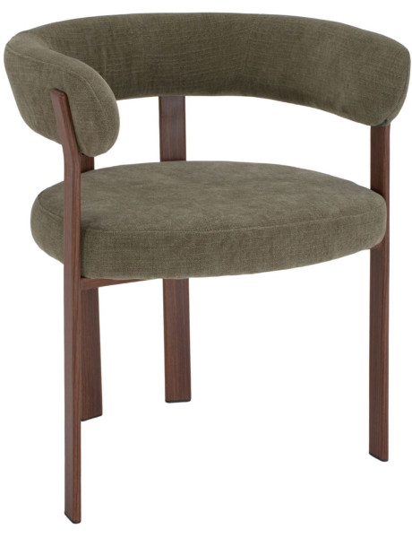 Chaise tissu vert olive avec accoudoirs 60x54x80 cm Esmoria  - 1