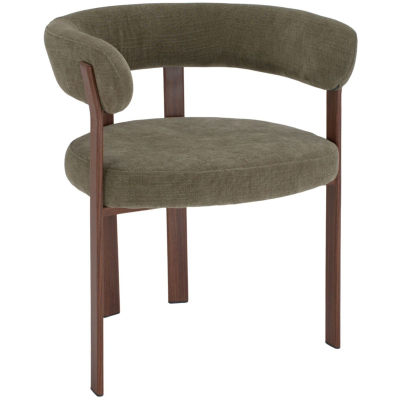 Chaise tissu vert olive avec accoudoirs 60x54x80 cm Esmoria  - 1