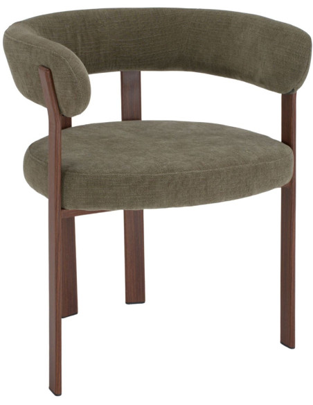 Chaise tissu vert olive avec accoudoirs 60x54x80 cm Esmoria  - 1