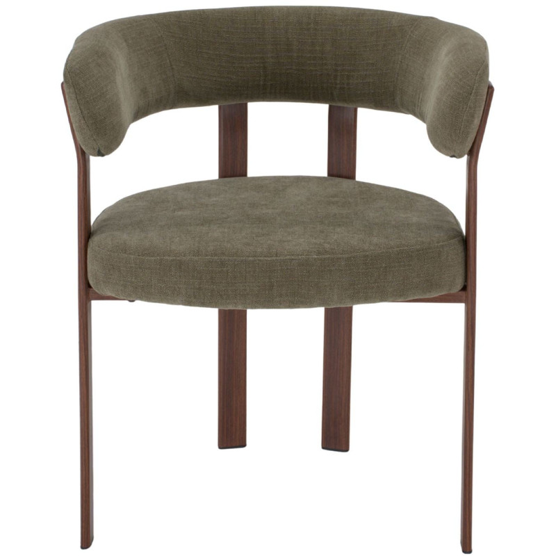 Chaise tissu vert olive avec accoudoirs 60x54x80 cm Esmoria  - 2