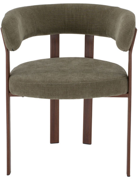 Chaise tissu vert olive avec accoudoirs 60x54x80 cm Esmoria  - 2