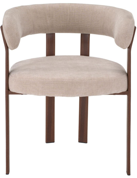 Chaise tissu beige avec accoudoirs 60x54x80 cm Esmoria  - 2